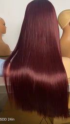 Custom Burgundy Double Drawn Wig