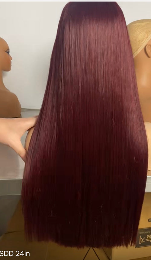 Custom Burgundy Double Drawn Wig