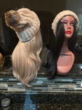Knitted Skull Hat w/14” (Synthetic Hair)