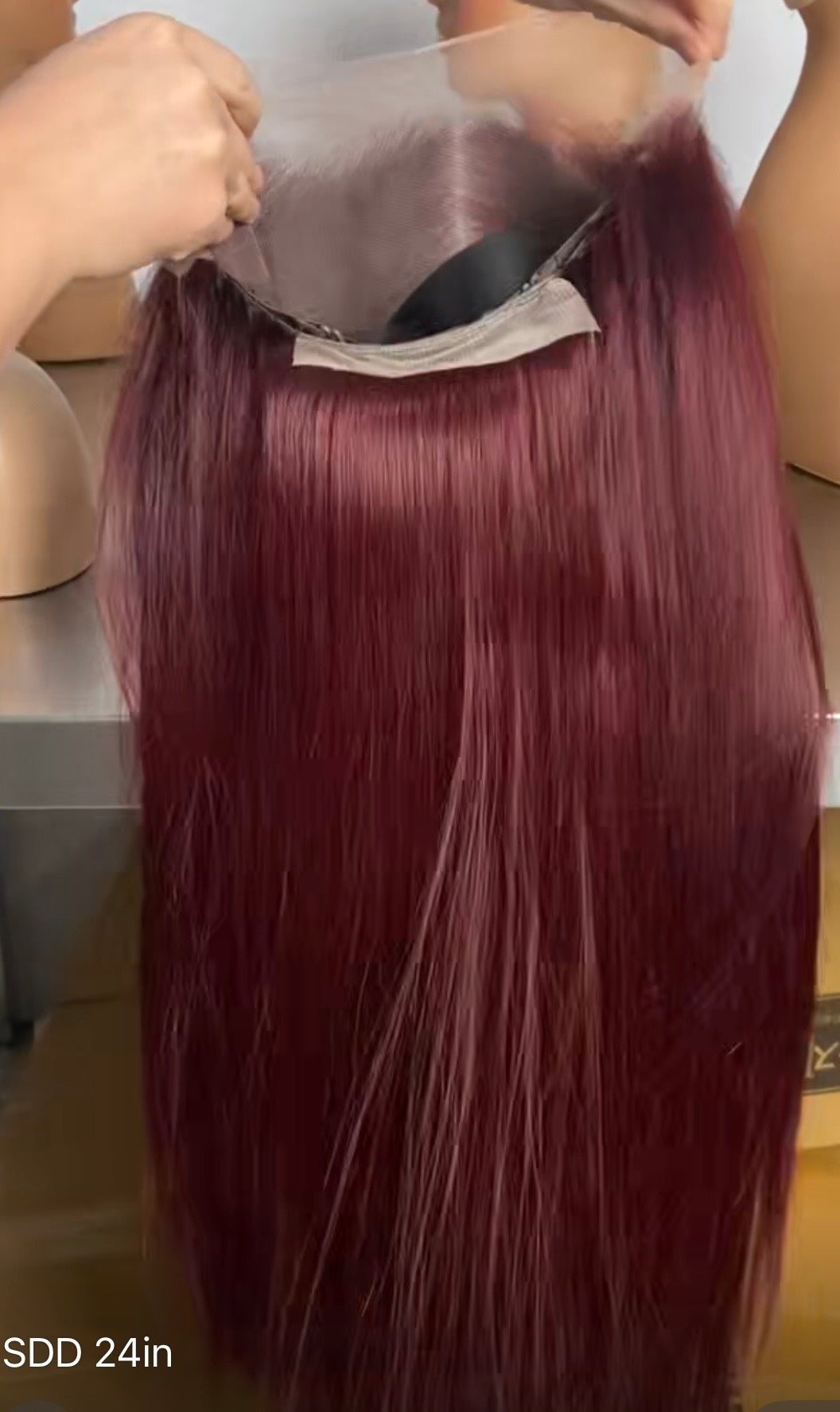 Custom Burgundy Double Drawn Wig