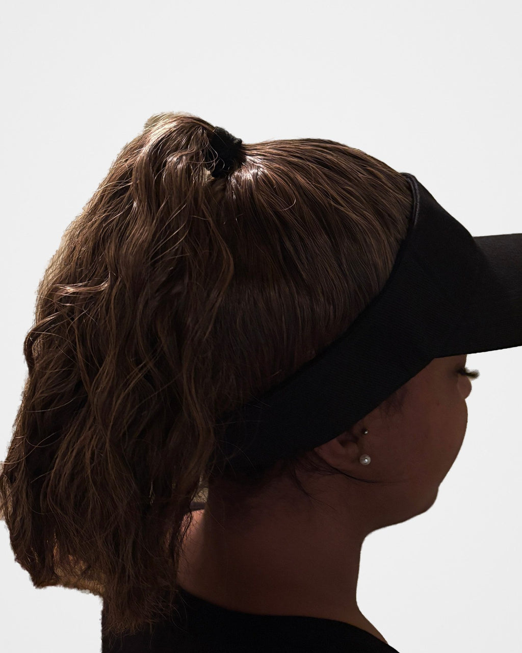 Black Ponytail Baseball Cap 14 Synthetic Hair, studio photo