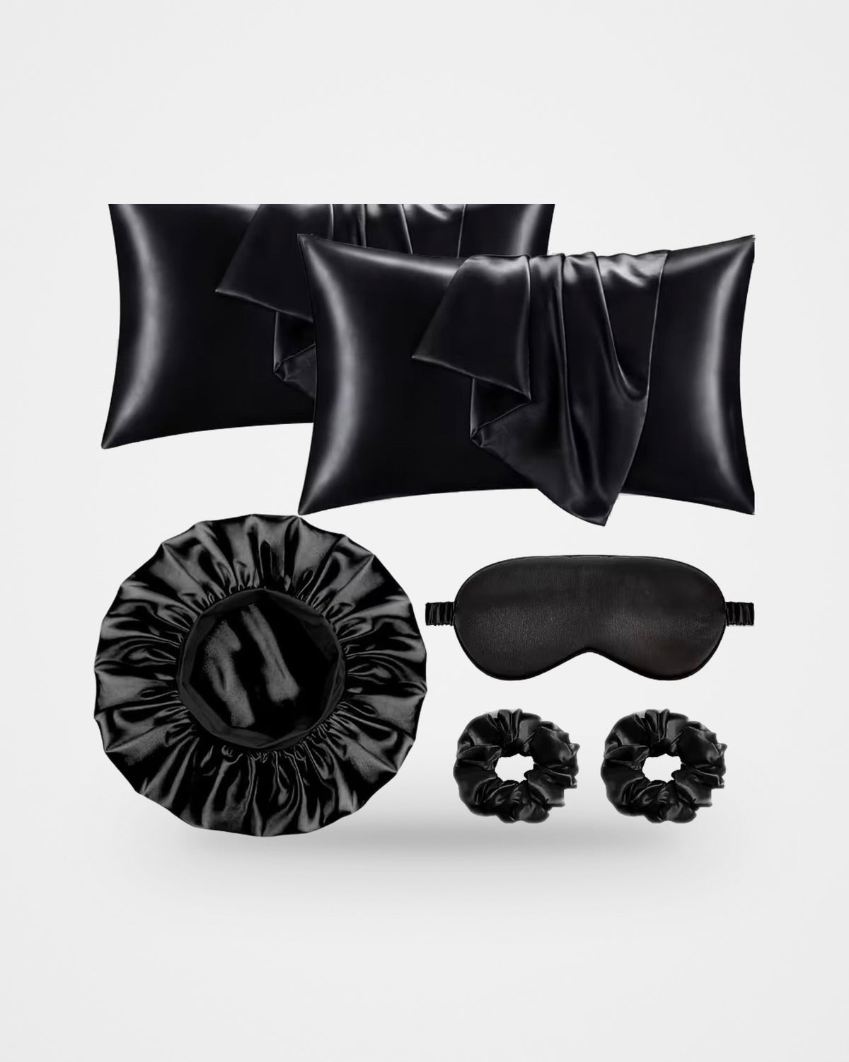 Satin Pillowcase Set With Accessories, studio photo